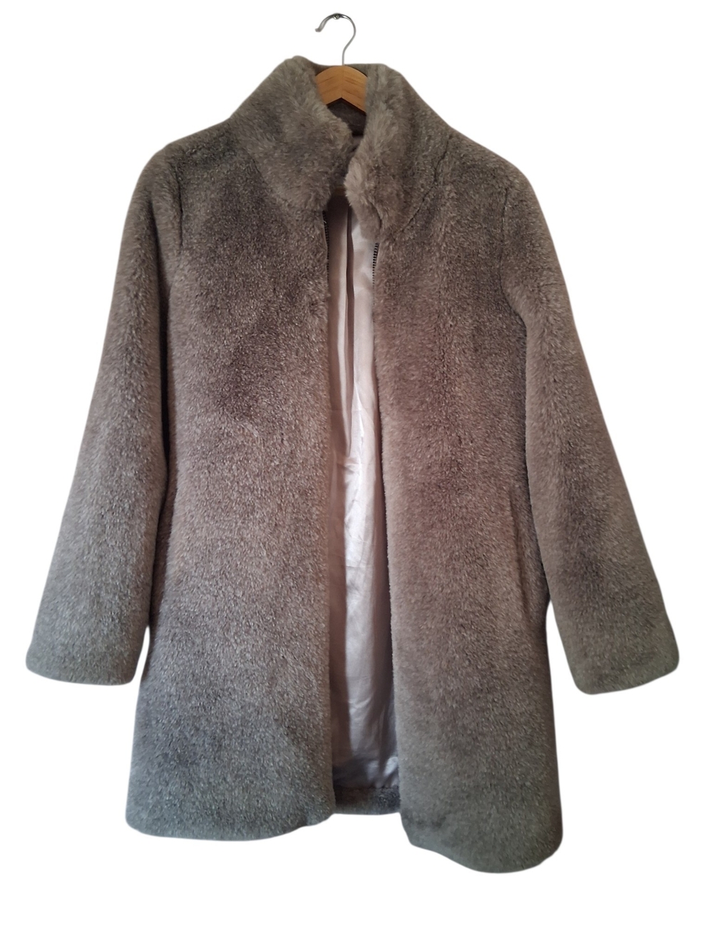 Calvin Klein Ultra Soft Faux Fur Coat/Grey/womens Size Sm/xs
